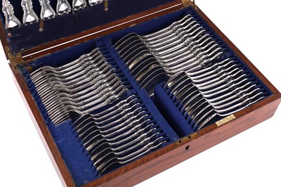 Lot 249 - A cased Victorian and later sterling silver table service of flatware / canteen, the majority London 1841 by William Eaton