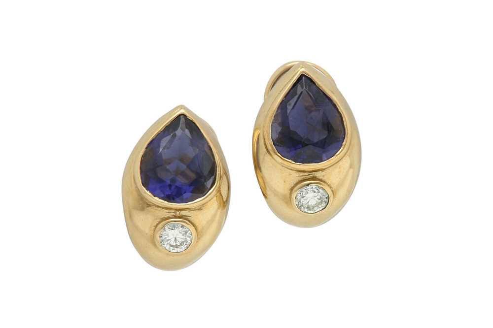 Lot 1270 - Deakin & Frances | A pair of amethyst and diamond earrings, 2000