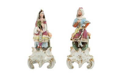 Lot 954 - A PAIR OF FRENCH PORCELAIN OTTOMAN FIGURES