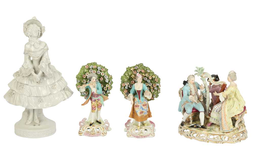 Lot 59 - A 20th century Meissen style porcelain figure group of the Music lesson