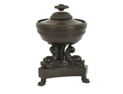 Lot 406 - An early 19th patinated bronze censer