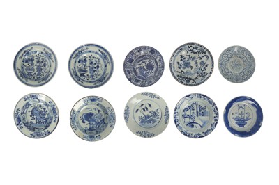 Lot 750 - TEN CHINESE BLUE AND WHITE DISHES.