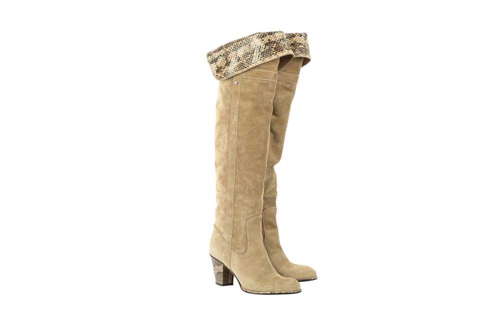 Lot 1257 - Dior Beige Cowboy Boots - Size 36.5