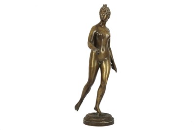 Lot 414 - A late 19th century patinated bronze figure of Diana the Huntress after the model by Jean-Antoine Houdon (French 1741-1828)