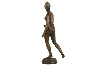 Lot 414 - A late 19th century patinated bronze figure of Diana the Huntress after the model by Jean-Antoine Houdon (French 1741-1828)