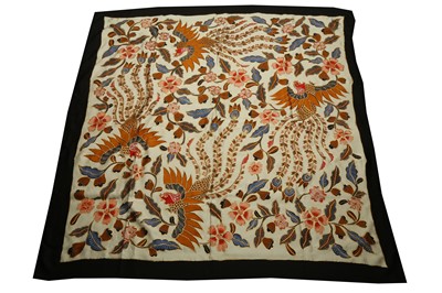Lot 276 - A large painted silk square