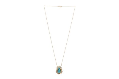 Lot 1246 - Noor | A turquoise and diamond pendant necklace