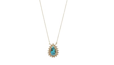 Lot 1246 - Noor | A turquoise and diamond pendant necklace