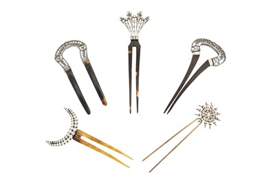 Lot 1202 - λ A collection of paste hairpins, circa 1900-1950