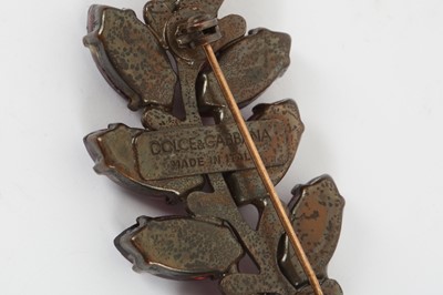 Lot 1231 - Dolce and Gabbana Amethyst Leaf Brooch