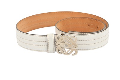 Lot 1204 - Loewe White Anagram Buckle Belt - Size 85
