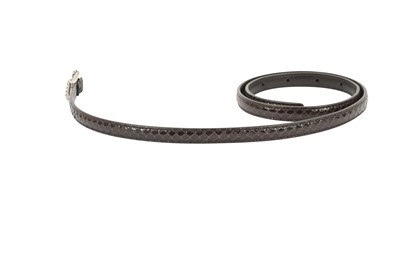 Lot 1322 - Bottega Veneta Black Snake Skinny Belt - Size 75