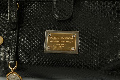 Lot 1267 - Dolce & Gabbana Black Python Large Sicily Bag