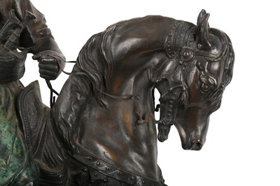 Lot 859 - A LARGE LATE 19TH / EARLY 20TH CENTURY PATINATED BRONZE ORIENTALIST FIGURE OF AN ARAB RIDER