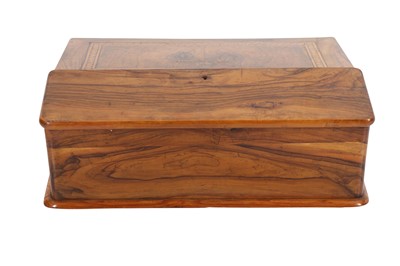 Lot 888 - A CLEAR OLIVE WOOD PORTABLE WRITING DESK