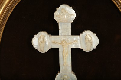 Lot 881 - λ TWO MOTHER-OF-PEARL-INLAID CRUCIFIXES