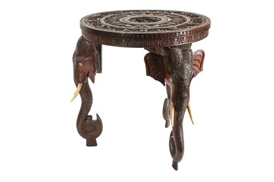 Lot 328 - λ A Carved Rosewood Anglo-Indian Elephant Low Table