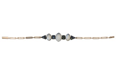 Lot 1319 - A moonstone and sapphire bracelet, first quarter of the 20th century
