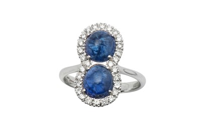 Lot 1262 - A sapphire and diamond double cluster ring