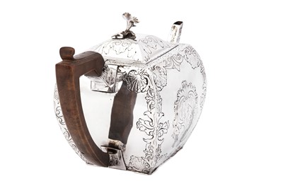 Lot 299 - York town mark – A George III provincial sterling silver teapot, York circa 1780 by John Hampston and John Prince