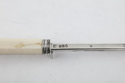 Lot 89 - A George III sterling silver and ivory stilton scoop, London 1808 by William Eley, William Fearn and William Chawner
