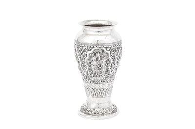 Lot 212 - A mid 20th century Burmese unmarked silver vase, probably Rangoon circa 1950