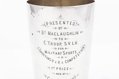 Lot 181 - A late 19th century Indian Colonial silver presentation beaker, Calcutta circa 1880 by Grish Chunder Dutt (active 1872 - 1947)