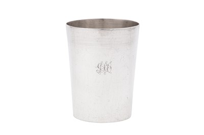Lot 179 - A mid – 19th century Indian Colonial silver beaker, Calcutta circa 1860 by Allan and Hayes (first mentioned 1856)