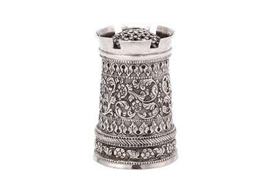 Lot 208 - A late 19th century Anglo – Indian unmarked silver novelty chess piece pepper pot, Cutch circa 1880