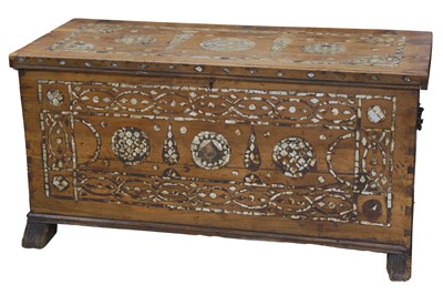 Lot 272 - λ A LARGE HARDWOOD MOTHER-OF-PEARL-INLAID OTTOMAN CHEST