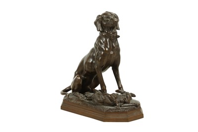 Lot 57 - ALFRED BARYE (FRENCH, 1839-1882): A BRONZE MODEL OF A HUNTING DOG