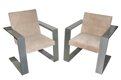 Lot 751 - A pair of contemporary cantilever open arm chairs