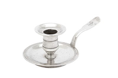 Lot 166 - An early 19th century French (German) provincial silver chamberstick, Strasbourg circa 1830 by H&Co