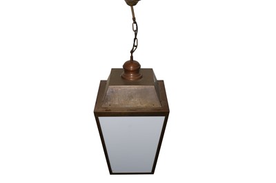 Lot 635 - A contemporary square copper hanging lantern