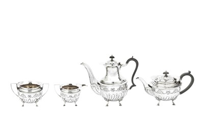Lot 8 - An Edwardian sterling silver four-piece tea and coffee service, Birmingham 1905 by Mappin and Webb