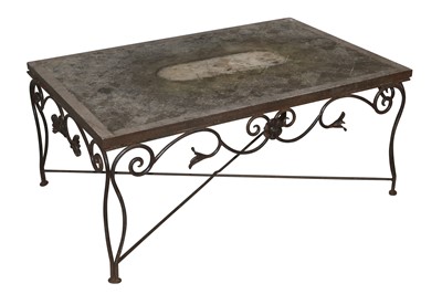 Lot 764 - A French wrought iron tile toped conservatory coffee table, in the manner of Les Lalanne