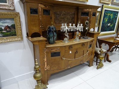 Lot 4 - A LARGE ARTS AND CRAFTS OAK DRESSER, ATTRIBUTED SHAPLAND AND PETTER