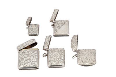 Lot 100 - A mixed group of Victorian / Edwardian / George V sterling silver vesta cases