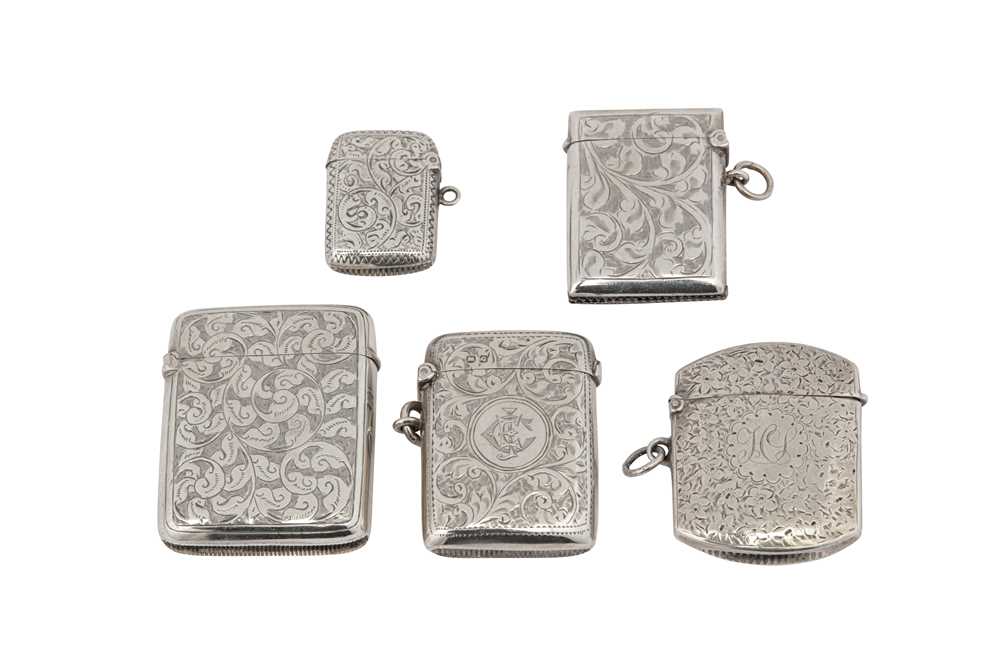 Lot 100 - A mixed group of Victorian / Edwardian / George V sterling silver vesta cases
