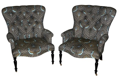 Lot 768 - A pair of Victorian style button back armchairs