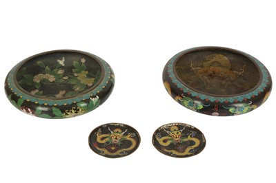 Lot 366 - Two 20th century Chinese black cloisonne bowls