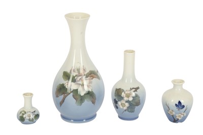 Lot 73 - A Copenhagen bottle vase decorated with white blossom