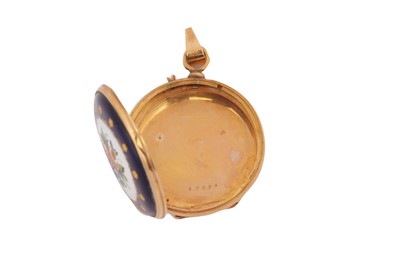 Lot 122 - A late 19th century French provincial 18 carat gold enamel watch case, converted to a locket, circa 1890
