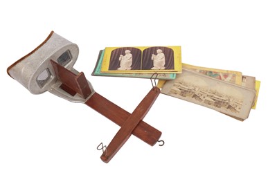 Lot 910 - Underwood & Underwood Stereoscope, 1881, with various Stereocards, c.1860s–1880s