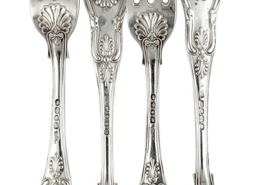 Lot 68 - A set of eight George IV sterling silver table forks, London 1827 by William Eaton