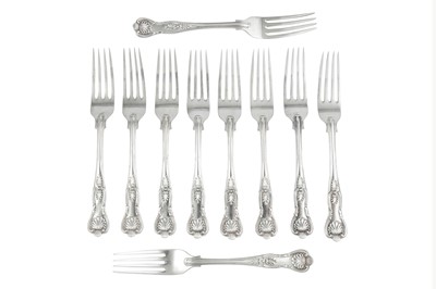 Lot 76 - A set of ten George V sterling silver dessert forks, London 1932/33 by Josiah Williams & Co