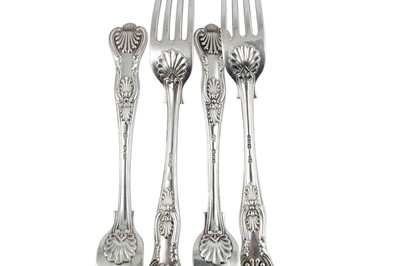 Lot 76 - A set of ten George V sterling silver dessert forks, London 1932/33 by Josiah Williams & Co