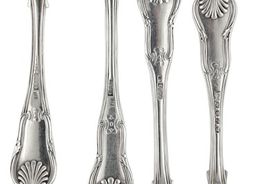 Lot 78 - A set of four George III Irish sterling silver dessert spoons, Dublin 1818 by Isaac Solomon of Cork