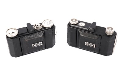 Lot 576 - A Pair of Early Black and Nickel Kodak Retina (143) Folding Cameras