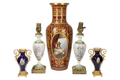 Lot 87 - A pair of French 19th century Sevres style porcelain and gilt metal mounted vases